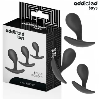 Analplug-Set 3-teilig Modell 3 Schwarz 4,6 bis 6,5 x 2,3 bis 3,1 cm