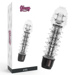 Vibrator Glossy Axel mit Noppen Schwarz 14 cm