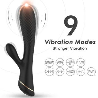 Rabbit-Vibrator Silikon Schwarz 20,5 x 3,5 cm