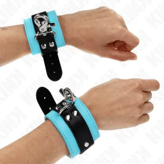 Fesselset Premium Abschließbare Handgelenkfesseln Schwarz/Blau Verstellbar 21 cm