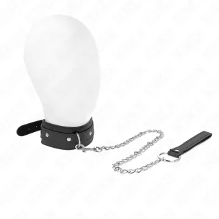 Fetisch-Toy Halskette mit Leine 1 Ring Verstellbar Schwarz 38 cm