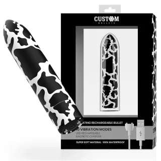 Vibrator Bullet Cow aufladbar Schwarz, Weiß 6,25 x Ø 2 cm
