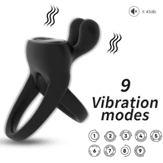 Penisring Kaninchen Schwarz mit Vibration
