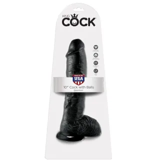 Realistischer Dildo mit Hoden Schwarz 25,4 cm