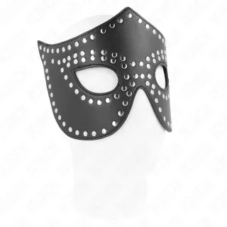 Maske Kunstledermaske mit Nieten Modell 2 Schwarz