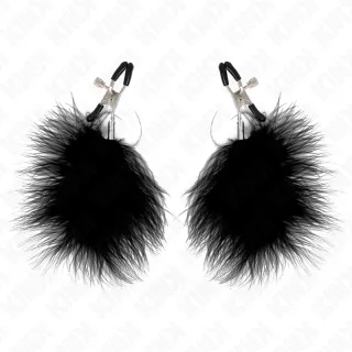 Nippelklemmen mit Federbommeln Schwarz 7 cm