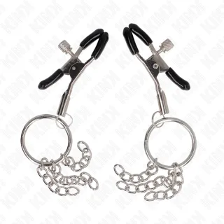 Nippelklemmen mit O-Ring und Kettchen Silber 6 cm