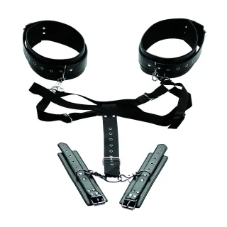 Oberschenkel-Harness mit Handfesseln Schwarz 122,5 cm