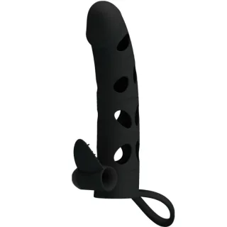 Penishülle Silikonhülle mit Vibration Schwarz 15,2 cm