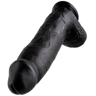 Dildo Realistisch mit Hoden Schwarz 30,5 cm