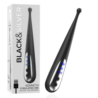 Auflegevibrator Black&Silver Kenneth mit Kugelspitze Schwarz