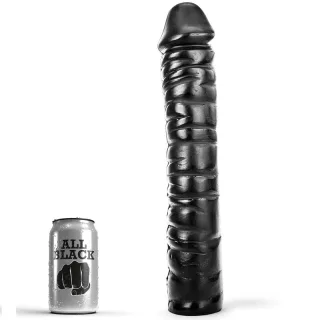 Dildo Dong gerippt Schwarz 38 x 9 cm