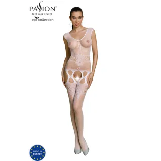Bodystocking Passion Woman Eco Collection mit Ornamentband Weiß Einheitsgröße