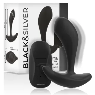 Analplug Black&Silver Dwayne mit Vibration und Fernbedienung aus Silikon Schwarz