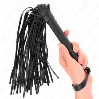 Fetisch-Toy KINK Peitsche als Flogger mit genarbtem Griff Schwarz 43,5 cm