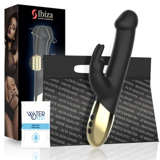 Rabbit-Vibrator Ibiza Technology mit rotierendem Schaft Schwarz
