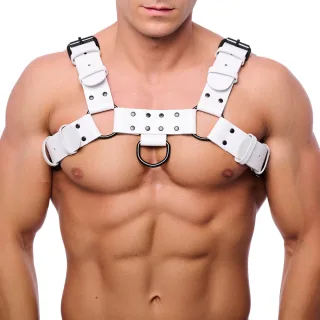 Harness Bulldog Leder Weiß L/XL