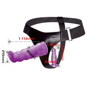 Strap-on Geschirr mit G-Punkt-Dildo Flieder 17 cm