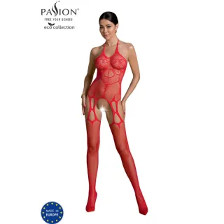 Bodystocking Passion Woman Eco Collection mit Blütenornament Rot Einheitsgröße