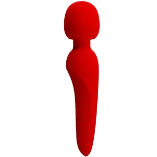 Massagestab Meredith mit weichem Silikon und 12 Modi Rot 21,5 x 5 cm