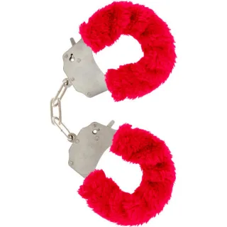 Handschellen Furry Fun mit Plüsch Rot