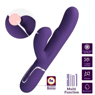 Rabbit-Vibrator Perlita 3-in-1 mit Burst-Taste Lila