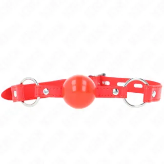 Fetisch-Toy KINK Knebel mit TPE-Ball abschließbar ganz in Rot Rot 4 cm