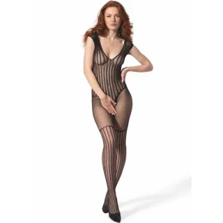 Bodystocking Passion Woman mit senkrechten Streifen Schwarz Einheitsgröße