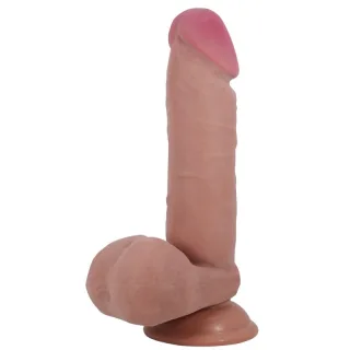Realistischer Dildo Sliding Skin mit Saugfuß Natur 20,5 cm