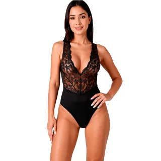 Body Passion Woman Evalie mit Spitzenoberteil Schwarz S/M