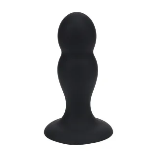 Analplug aus Flüssigsilikon mit zwei Rasselkugeln Schwarz M