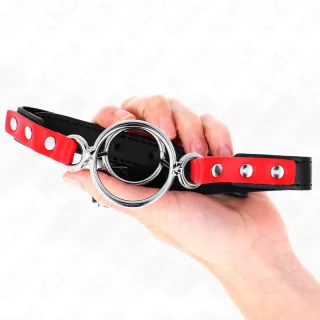 Fetisch-Toy KINK Knebel als Ringknebel mit zwei Ringen Rot 4 und 4,8 cm