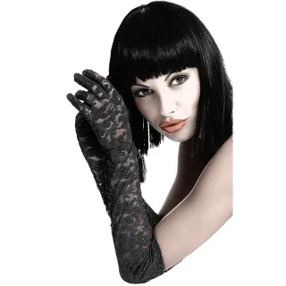 Handschuhe aus Spitze ellenbogenlang Schwarz