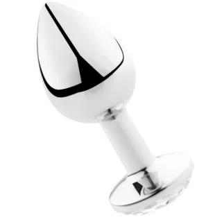Analplug Metall mit Kristall Transparent Größe L Ø 4 cm