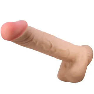 Realistischer Dildo Sliding Skin mit Saugfuß Natur 26 cm