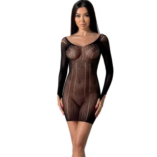 Netzkleid Passion Woman langarm mit Lochreihen Schwarz Einheitsgröße