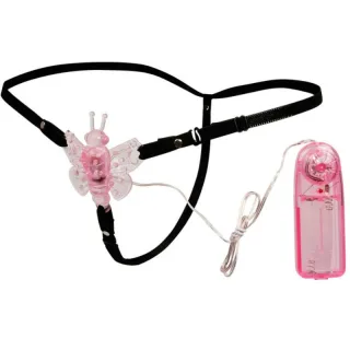 Strap-on Schmetterling mit Vibration Rosa
