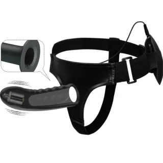 Strap-on Marvin Harness-Slip mit Hohldildo und Vibration Schwarz 16,2 x 4,2 cm