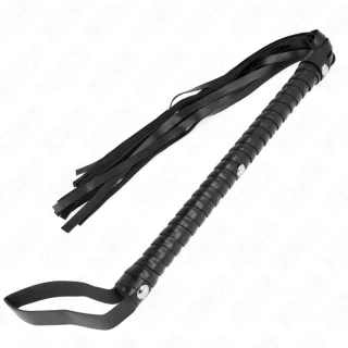 Fetisch-Toy KINK Peitsche als Flogger mit langem Griff Schwarz 60 cm