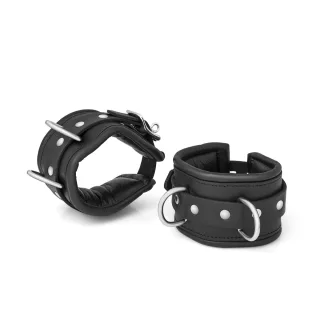 BDSM Handschellen aus schwarzem Leder, gepolstert