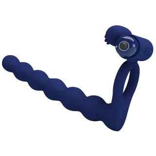 Penisring Ajmal mit Analkette und 10 Modi Blau