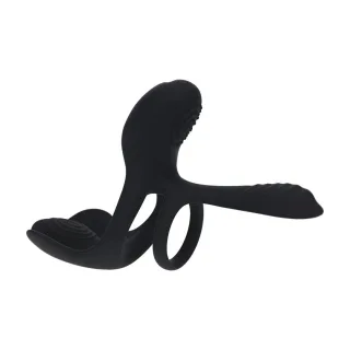 Penisring aus Silikon mit drei Vibrationsmotoren Schwarz 16,3 x 3,3 cm
