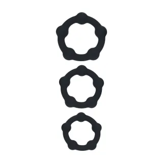 Penisring-Set mit Perlen aus Silikon 3-teilig Schwarz S/M/L