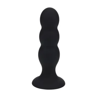 Analplug aus Flüssigsilikon mit drei Rasselkugeln Schwarz L