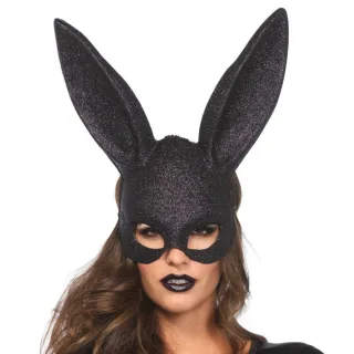 Maske Hase mit Glitzer Schwarz