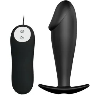 Analplug mit Eichelform und Kabelfernbedienung Schwarz