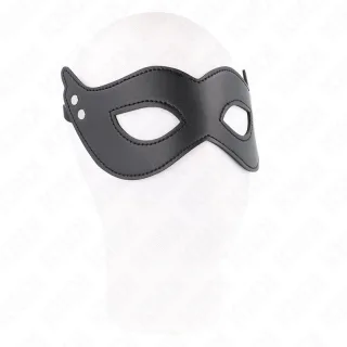 Augenmaske Kunstleder mit Zacken und Nieten Modell 1 Schwarz 8 cm