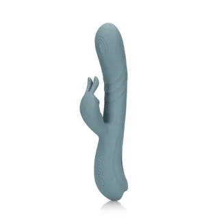 Rabbit-Vibrator mit Fingerbewegung Grau