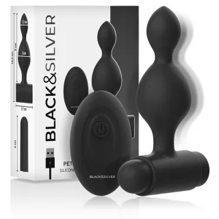 Analplug Black&Silver Tucker mit Bullet und Fernbedienung aus Silikon Schwarz 8 x 3 cm