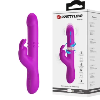 Rabbit-Vibrator Reese mit Perlenrotation und Hasenohren Lila